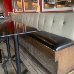 Long sofa seat in restaurant